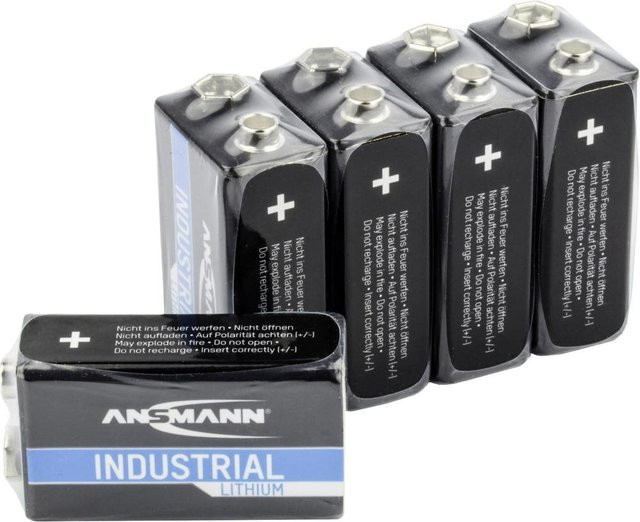 Ansmann Lithium Industrial 9V Block-Batterie 6LR61 1200 mAh Schwarz 5er Pack - Bild 2