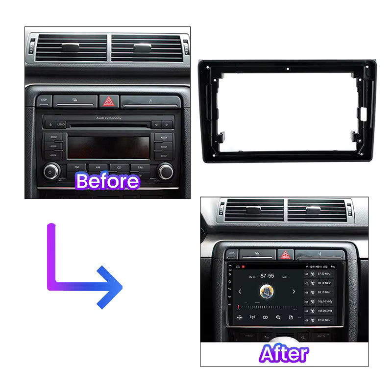 YELLOBERRY Autoradio Blende mit Canbus Decoder Box für Audi A4 B6 S4 RS4 in Schwarz - Bild 2