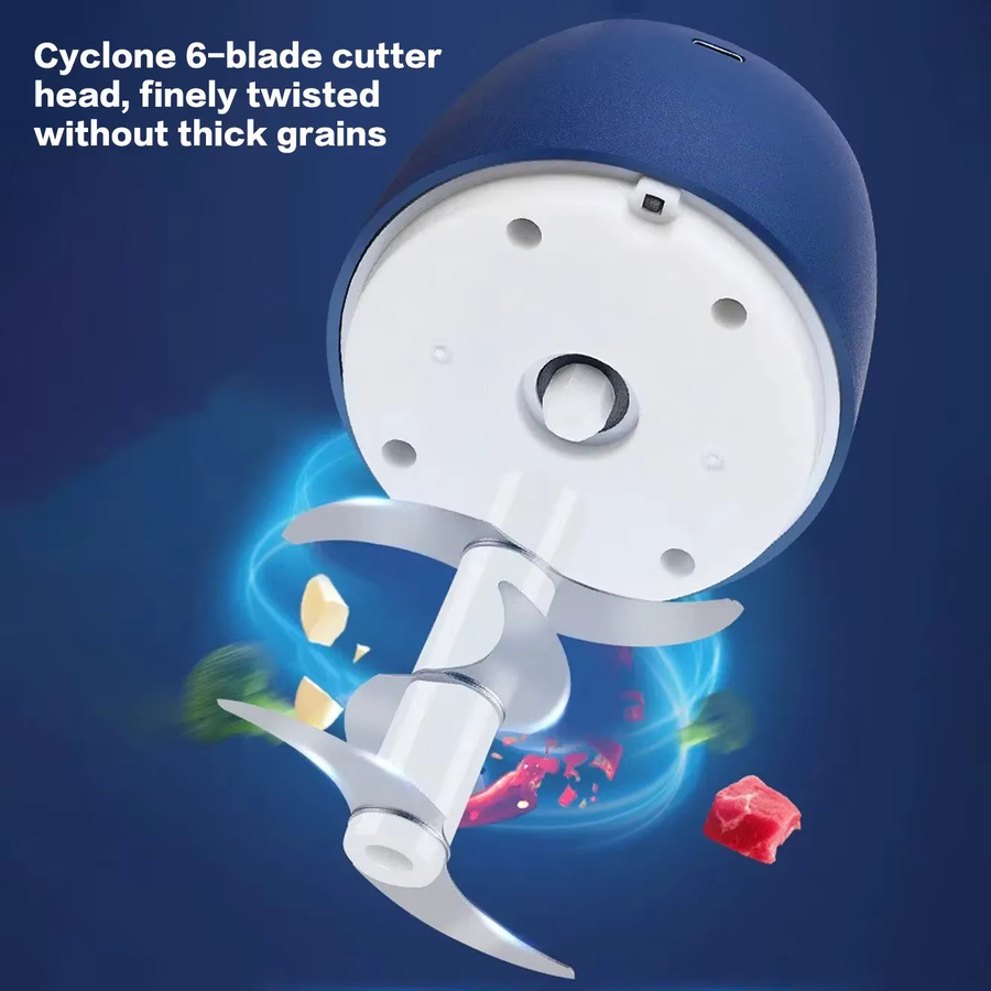TINSOL Elektrischer Lebensmittelzerkleinerer in Blau mit 350 ml Volumen, USB-aufladbarer Multifunktionsmixer für Küche und Haushalt - Bild 4