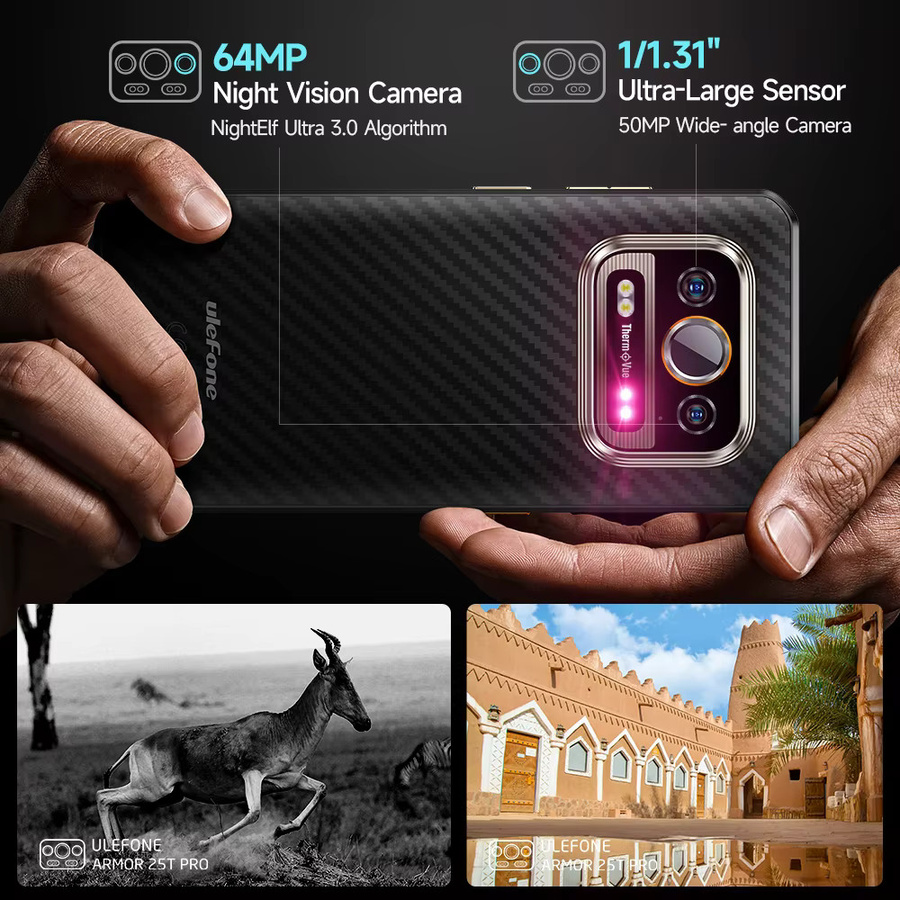 Ulefone Armor 25T Pro 5G Robustes Smartphone in Schwarz mit 256GB ROM, Android 14 und NFC - Bild 3