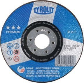 Tyrolit Premium Schruppschleifscheibe mit Rondelle, Blau, Durchmesser: 115 mm, Körnung: 24 - Bild 1