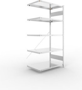 META Steckregal CLIP 230 AR verzinkt in Silber mit 5 Böden, B/T/H: 200 x 100 x 60 cm - Bild 1
