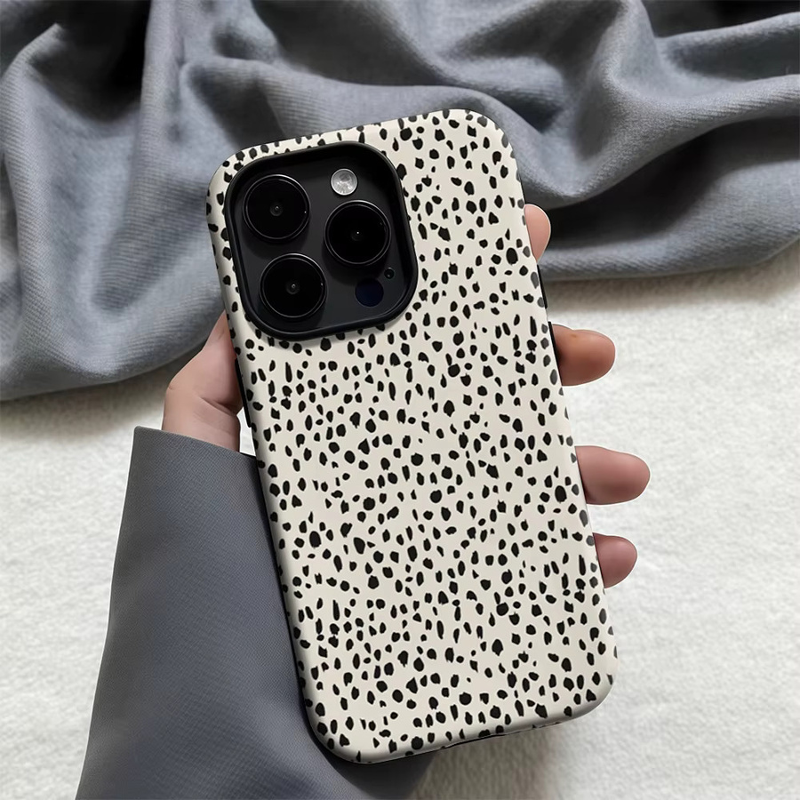 Potdemiel Handyhülle mit neutraler Punktstruktur für iPhone 11 bis 17 Pro Max Plus, doppellagige Rückseite, Farbe: Weiß - Bild 4