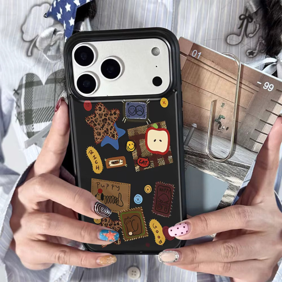 AIR PLUS Handyhülle mit Retro-Illustrationen für iPhone 11 bis 17 Pro Max aus Epoxidharz und TPU in Schwarz - Bild 5