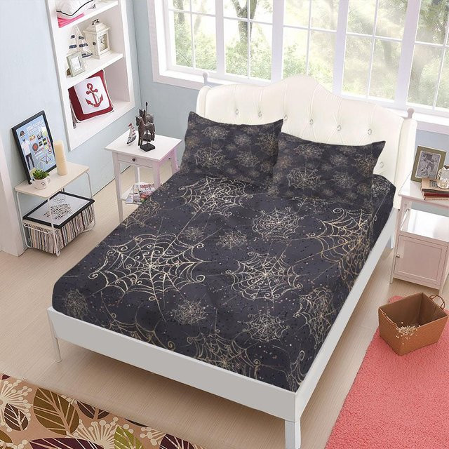 JMG Household Supplies Bettwäsche-Set mit Gothic Spukfledermäuse Muster in Schwarz, Microfaser, B/H: 150 x 200 cm, Höhe: 27 cm - Bild 1
