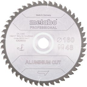 Metabo Aluminium Cut Professional Kreissägeblatt, Farbe: Silber, Durchmesser: 160 mm, Bohrung: 20 mm, Zähneanzahl: 48, Hartmetallbestückung - Bild 1