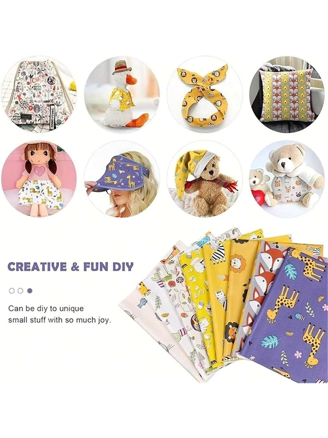 8 Stück Tierstoff-Quadrate für DIY-Patchwork und Scrapbooking, B/H: 40 x 50 cm, Mehrfarbig - Bild 3