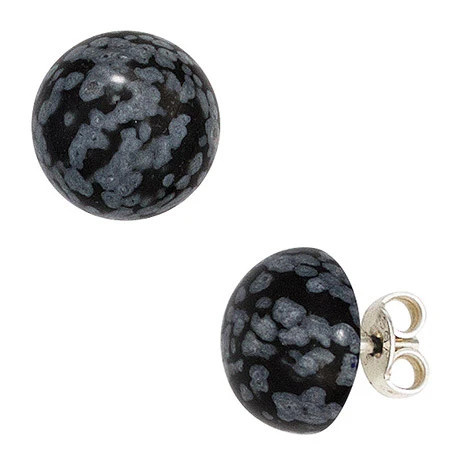Colfem Ohrstecker 925 Silber, Obsidian, Unisex - Bild 1