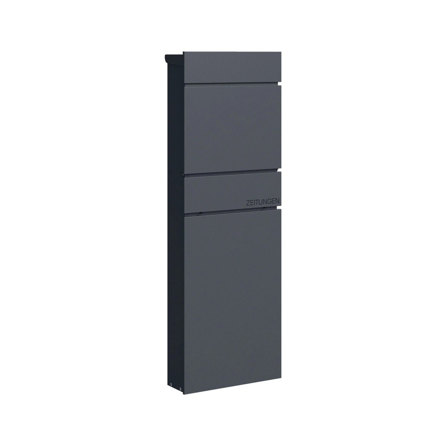 Relaxdays Standbriefkasten aus Stahl mit Zeitungsfach in Anthrazit, H: 111 cm, B: 39,5 cm, T: 14 cm - Bild 2