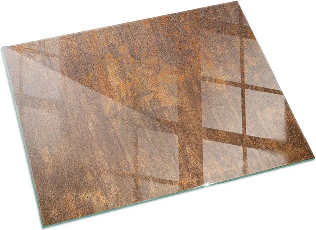 Tulup Glasplatte für Kaminöfen mit Roststruktur auf Metall in Braun, B: 120 cm, H: 80 cm - Bild 1