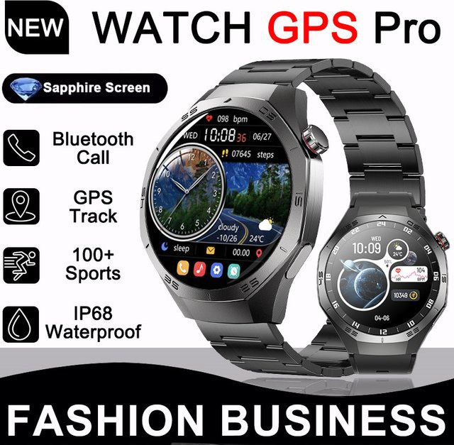 GUHUAVMI Smartwatch, GPS, Herren, Schwarz, 1,52 Zoll, Bluetooth - Bild 1
