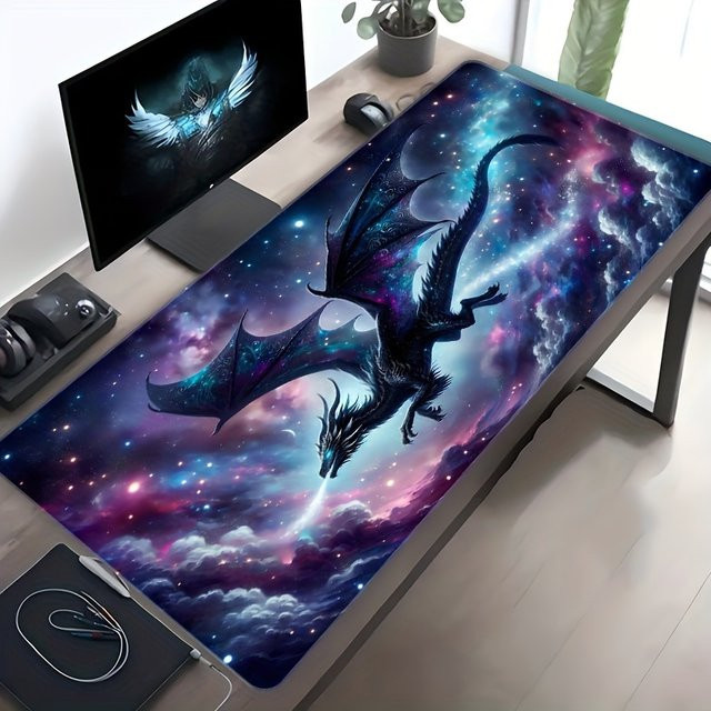 Übergroßes Mauspad mit Drachen-Motiv in Multicolour, rutschfestes Gummimaterial mit präzisen Nähten für deinen Desktop - Bild 1