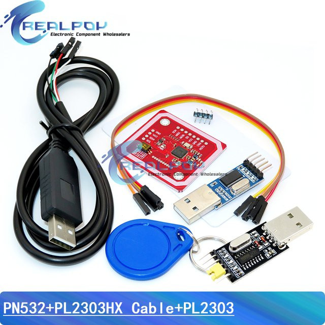 REALPOY PN532 NFC RFID Drahtloses Modul V3 Benutzer Kit mit IC S50 Kartenleser und Schreiber, PCB Antenne, USB zu TTL Kabel (PL2303HX/CH340G), Multicolour - Bild 1