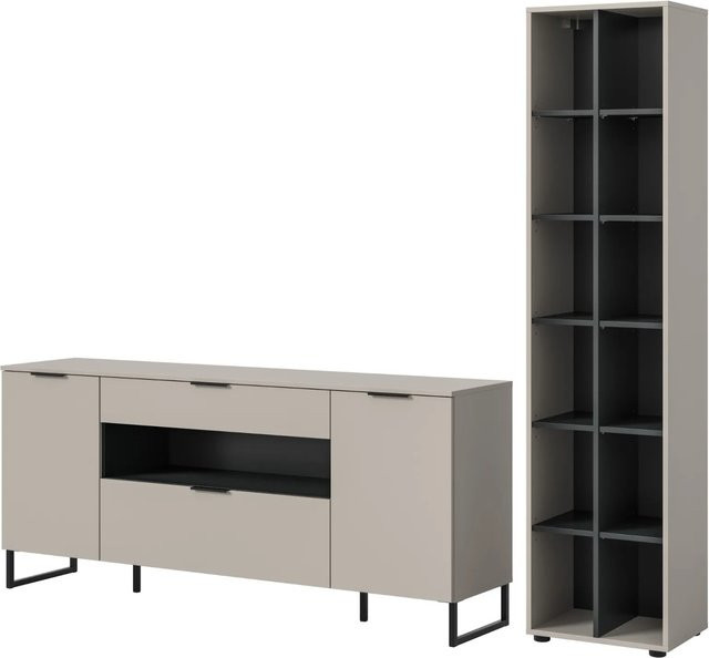 Wohnwand Morena von Inn.Furn in Kaschmir und Schwarz, Breite: 245 cm - Bild 1