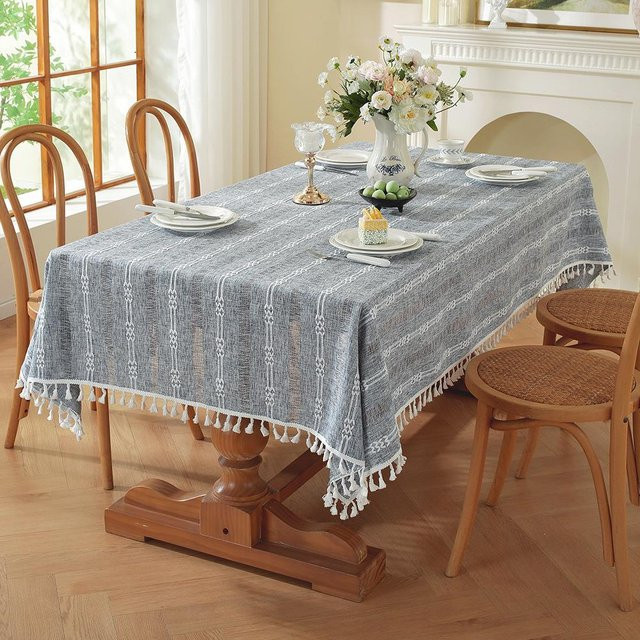JMG Household Supplies Schreibtischmatte aus Jacquard mit Streifenmuster und Quastenrand in Grau, B/T: 60 x 60 cm - Bild 1