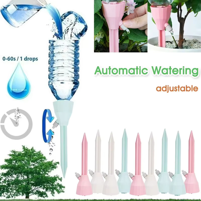 Trebalena Einstellbares Tropf-Bewässerungssystem für Topfpflanzen Indoor und Outdoor, 10 Stück, Pink - Bild 2