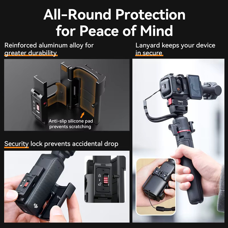 Ulanzi PK-06 Erweiterungsadapter für DJI Osmo Pocket 3 mit magnetischer Schnellverschluss-Halterung und Kaltschuh in Schwarz - Bild 4