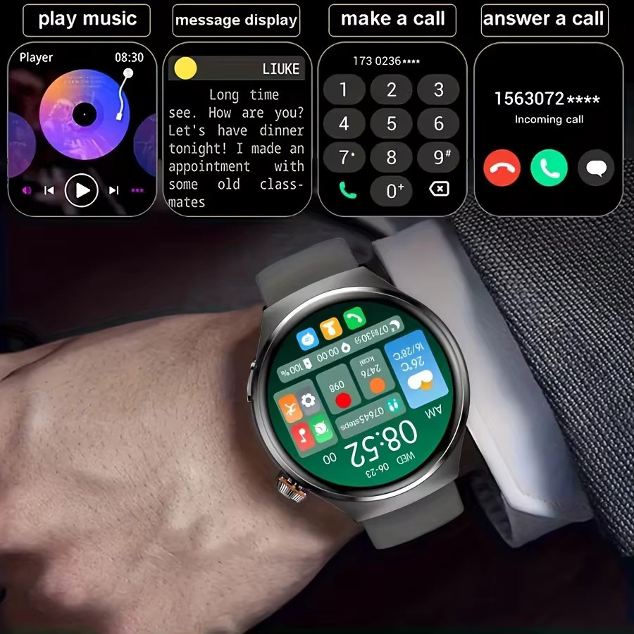 Smartwatch für Herren von BOALZETD mit Vollkreis-Touchscreen, drahtloser Anruffunktion, Sport- und Fitnessfunktionen, wasserdicht, in Schwarz und Silber - Bild 4
