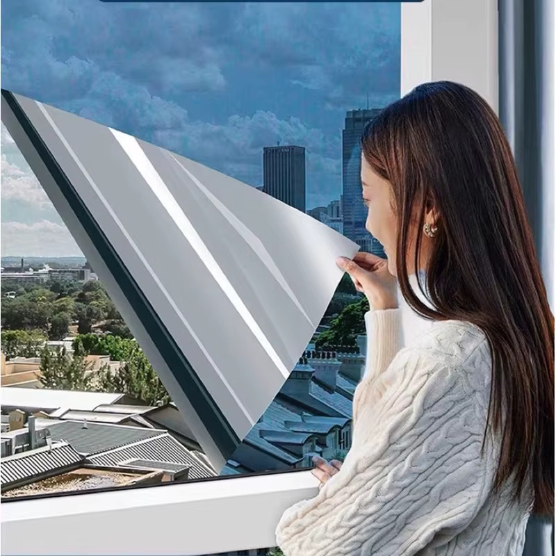 BUNPIG Fenster-Sichtschutzfolie Einseitige Vinyl-Spiegelfolie in Silber und Braun, Nicht-klebende Glasaufkleber Rollen mit UV-Schutz - Bild 7