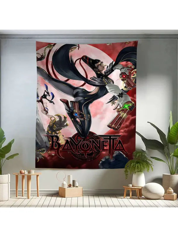Bayonetta Wandteppich mit Mandala-Porträt im Bohemian-Stil, mehrfarbiger Textil-Wandbehang in Hochformat - Bild 7