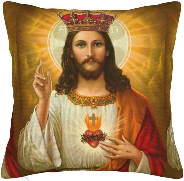 JMG Clothing Kissenbezug mit Jesus Christus Heiliges Herz Motiv aus Polyester, Mehrfarbig, B/H: 40 x 40 cm - Bild 1