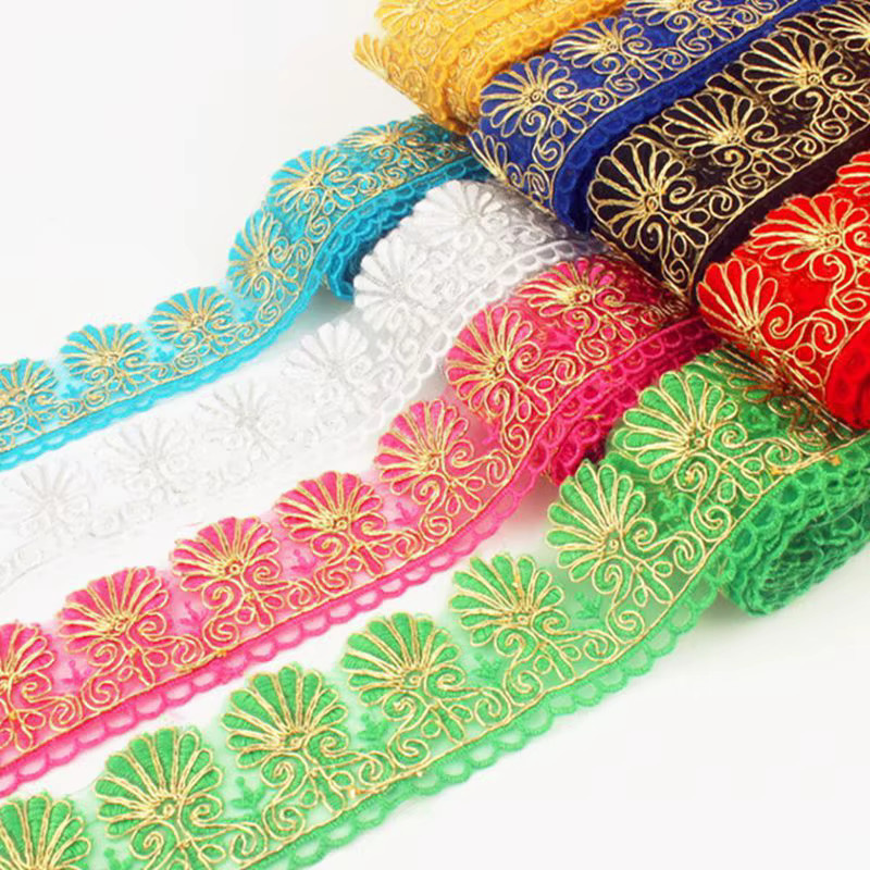 ywleiao Rayon-Stickerei Spitzenborte mit Wellenmuster in Multicolour, Breite: 6,5 cm - Bild 2