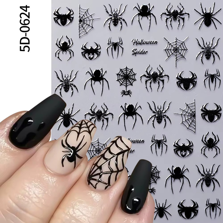 MAFANAILS Nagelaufkleber Spinnennetz Fledermaus, schwarz, glänzend - Bild 2