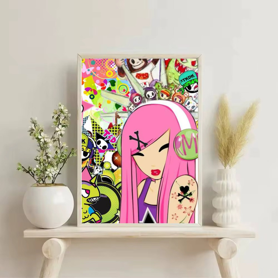 Tokidoki Art Bright Cartoon-Poster selbstklebender Wandaufkleber aus wasserfestem Papier, Multicolor, B/H: 30,0 x 30,0 cm - Bild 2