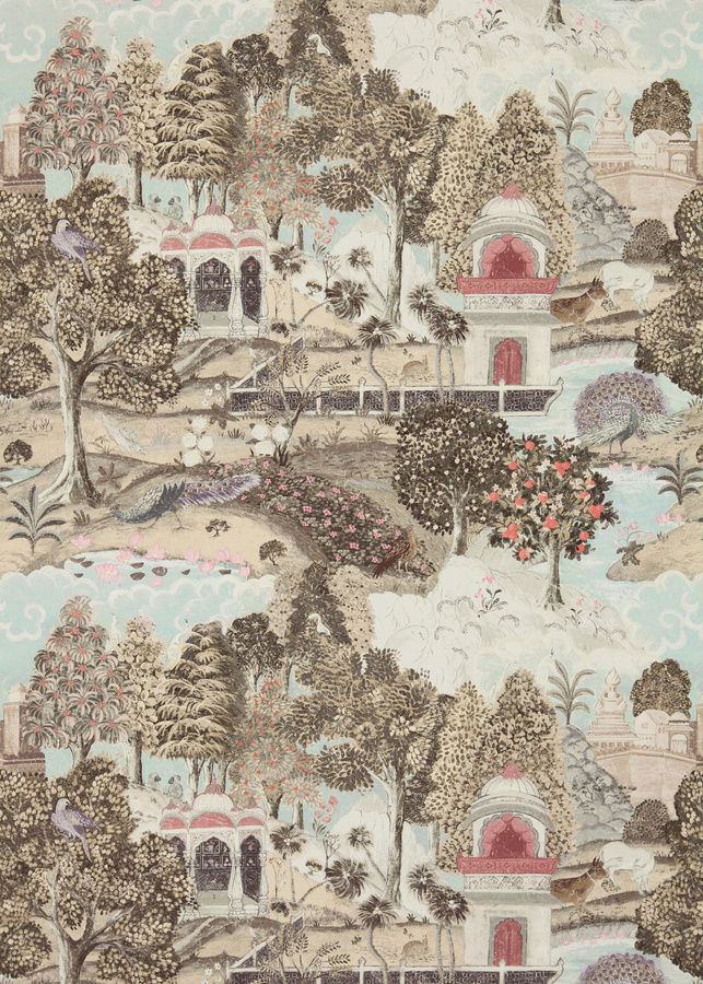 Zoffany Tapete Peacock Garden in Linen/Silver mit floralem Naturmotiv - Bild 1