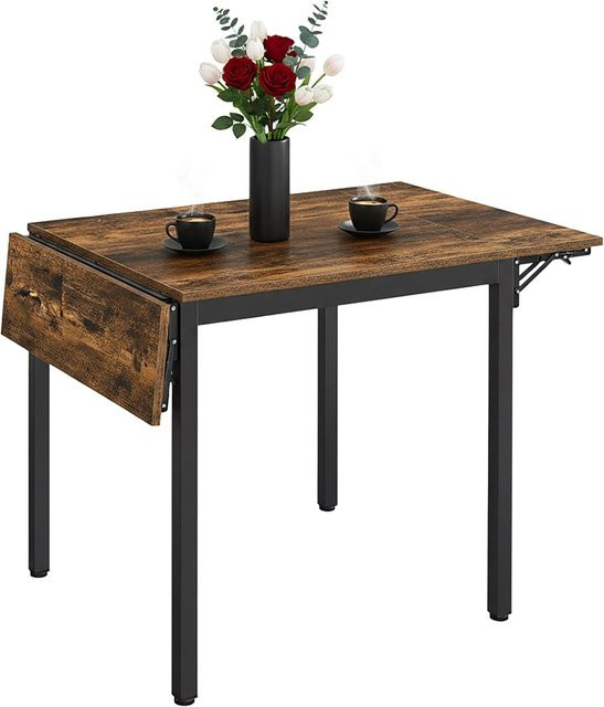 Relaxdays Esstisch klappbar in Holzoptik Vintagebraun aus MDF und Eisen, B/T/H: 120 x 76 x 78 cm - Bild 1