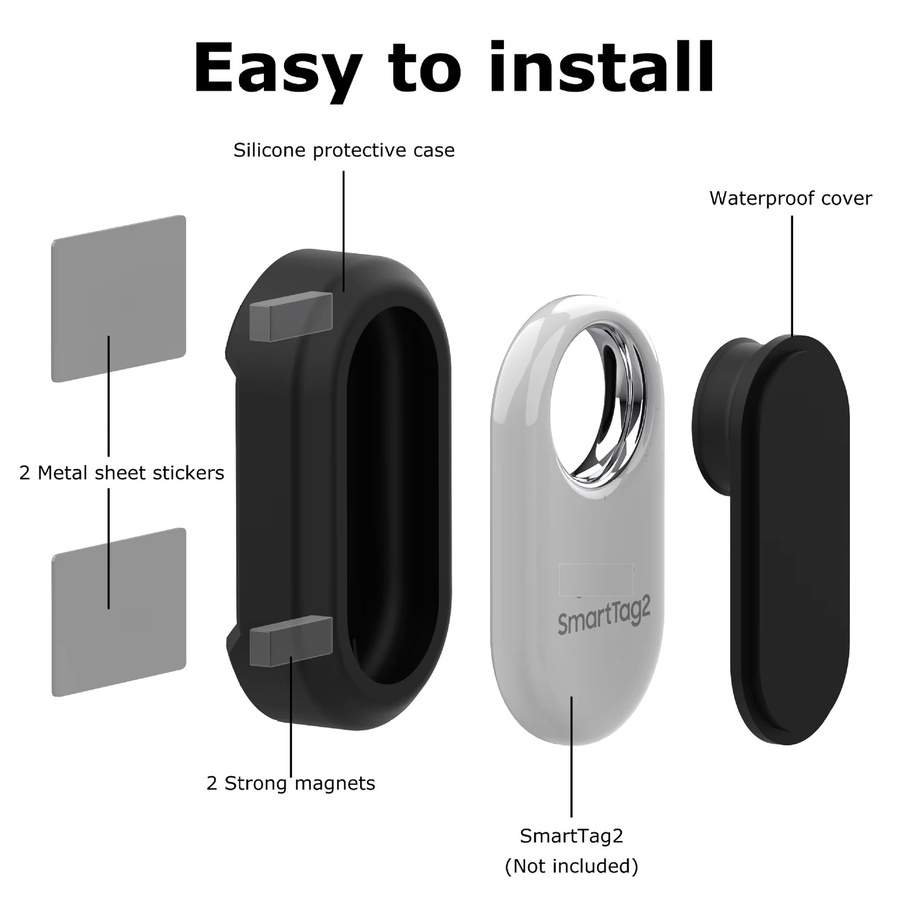 Samsung SmartTag 2 Magnetischer Halter Silikon-Schutzhülle in Schwarz, Wasserdichte Abdeckung mit 3M-Klebstoff - Bild 5
