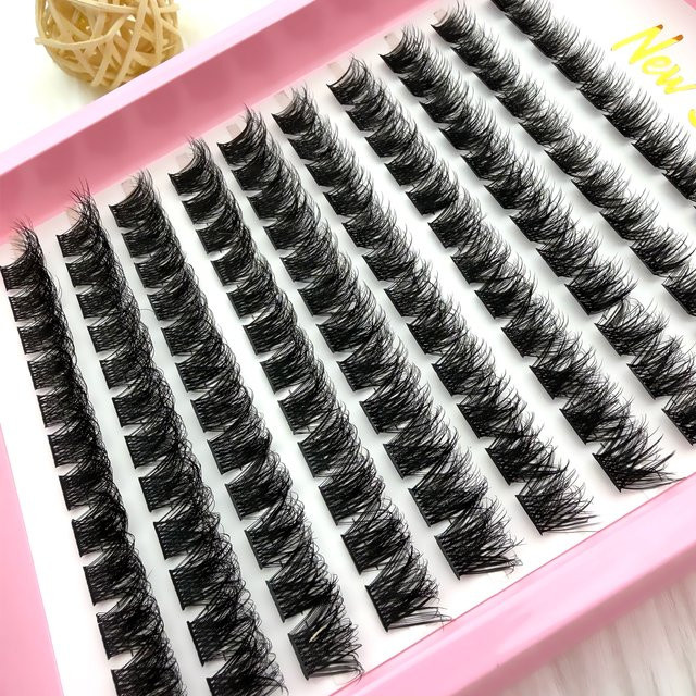 JIEFUXIN Wimperncluster, 120 Stück, 8–16 mm, Black, D-Locken, Natürlich - Bild 1