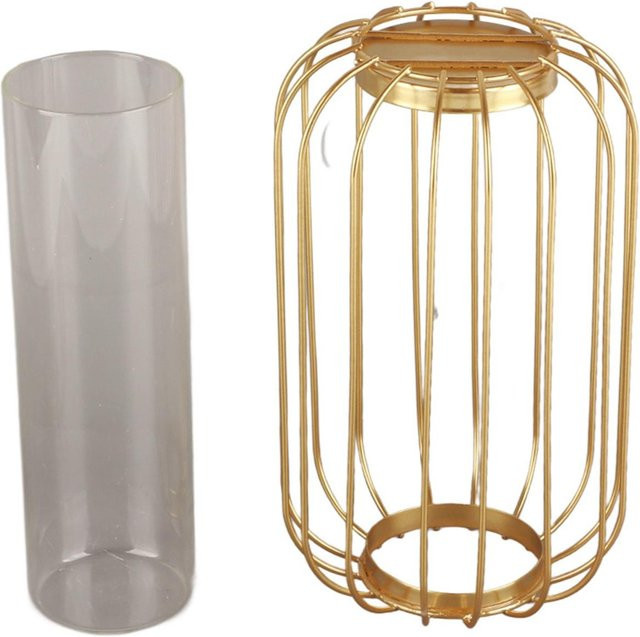 Nordische Tischvase aus Schmiedeeisen und Glas in Champagner Gold und Beige von TOMTOP JMS - Bild 1