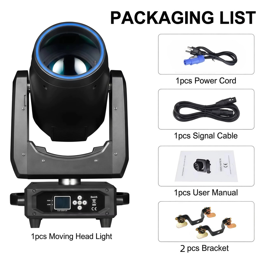 DJXFLI Moving Head DJ-Beleuchtung 380W mit Halo-Effekt, RGB LED, 8/48 Prismen, Zoom, Bar, Beam, Spot, 14 Gobos und Farbrad in Schwarz - Bild 5
