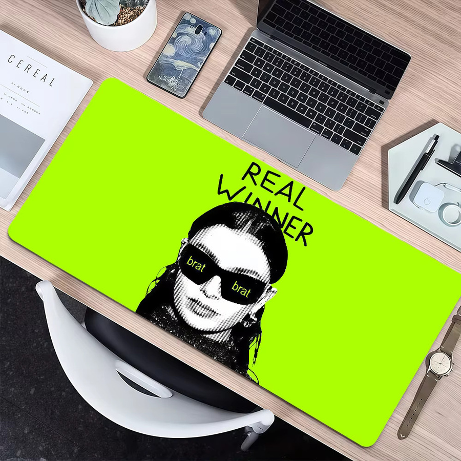 Singer Art Cool C-Charli XCX B-Brat Mauspad in Grün, rutschfestes und verdicktes Desktop-Mauspad mit Lockedge für Gaming und Büro - Bild 3