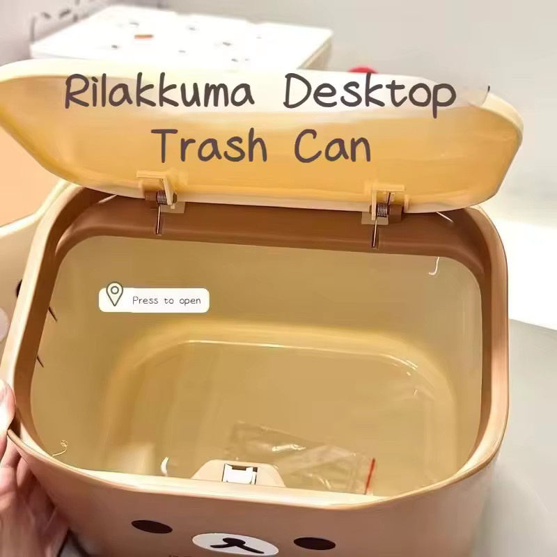Bandai Rilakkuma Desktop-Mülleimer mit Touch-Öffnung aus Kunststoff für Büro und Zuhause - Bild 3