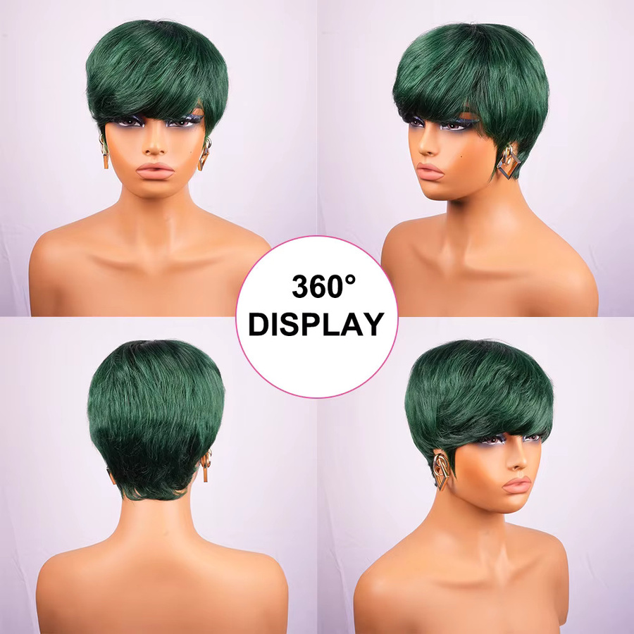 OYM HAIR Echthaar-Perücke Pixie-Cut, Grün, Damen - Bild 2