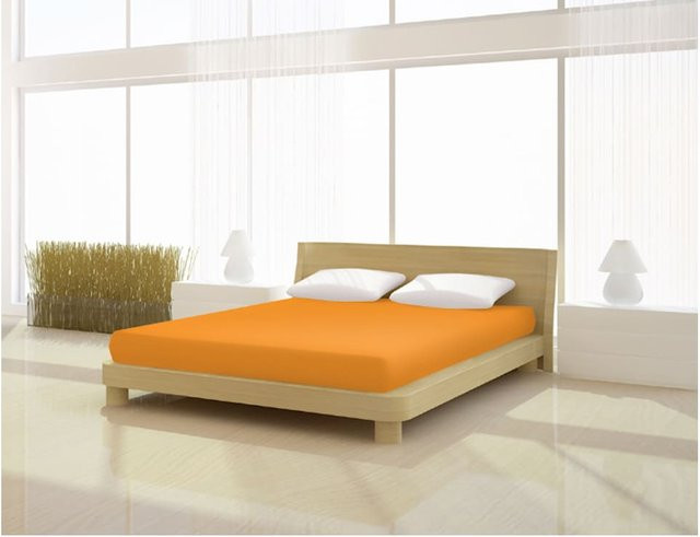 Mr. Sandman Spannbetttuch Basic aus Baumwolle und Elastan, Orange, B/T: 140 x 200 cm bis 160 x 220 cm - Bild 1