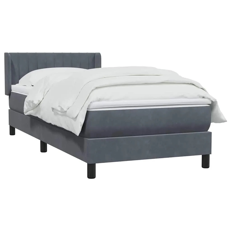 vidaXL Boxspringbett mit Matratze aus Samt in Dunkelgrau, B/T/H: 80 x 210 cm - Bild 2