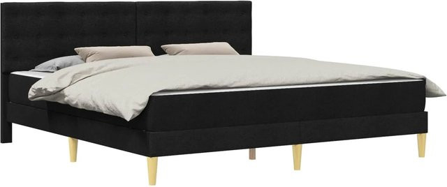 vidaXL Bettgestell mit Matratze Schwarz Stoff B/T: 200 x 200 cm, H: 204 cm - Bild 1