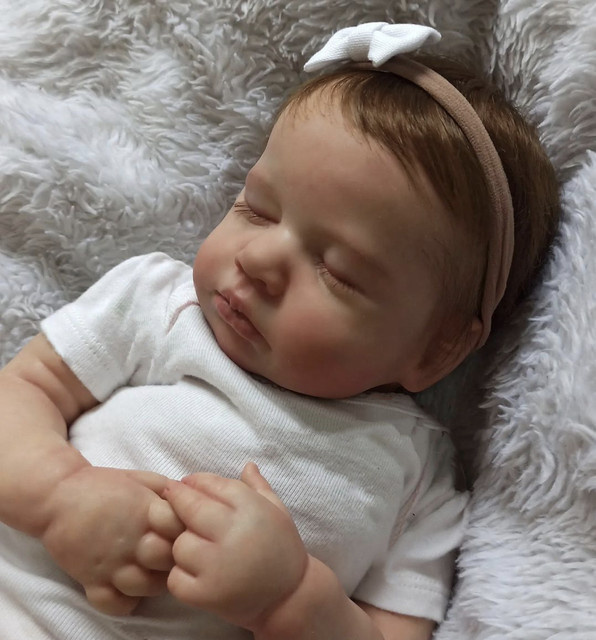 MRB Babypuppe, wiedergeborene Babypuppe, 19-Zoll, aus Vollvinyl oder Stoffkörper, handverwurzeltes Haar, 3D-Haut, sichtbare Adern - Bild 1