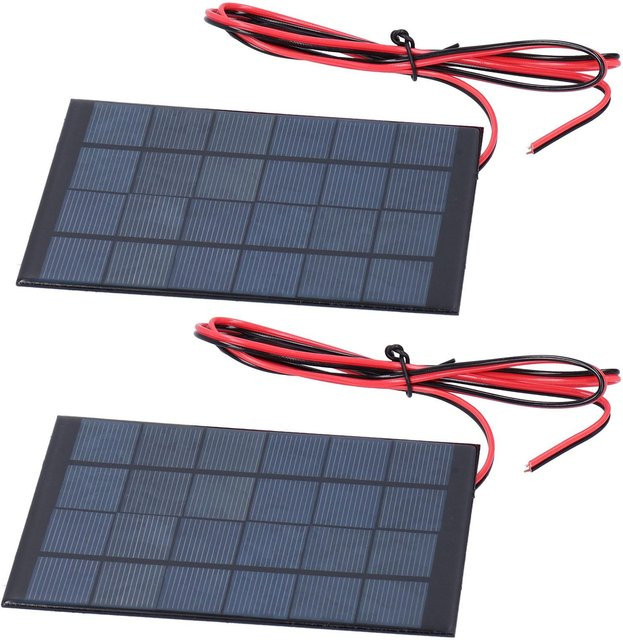 TOMTOP JMS 2er-Set Mini Solar-Panel mit 100 cm Kabel, DC 6V 2W, Schwarz - Bild 1