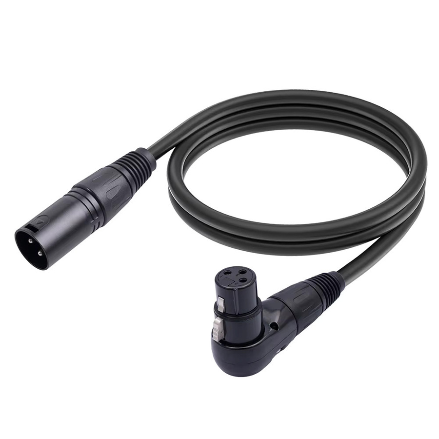 3-poliges XLR-Adapterkabel mit 90-Grad-Buchse auf geraden Stecker in Schwarz für Mikrofon und Lautsprecher - Bild 2