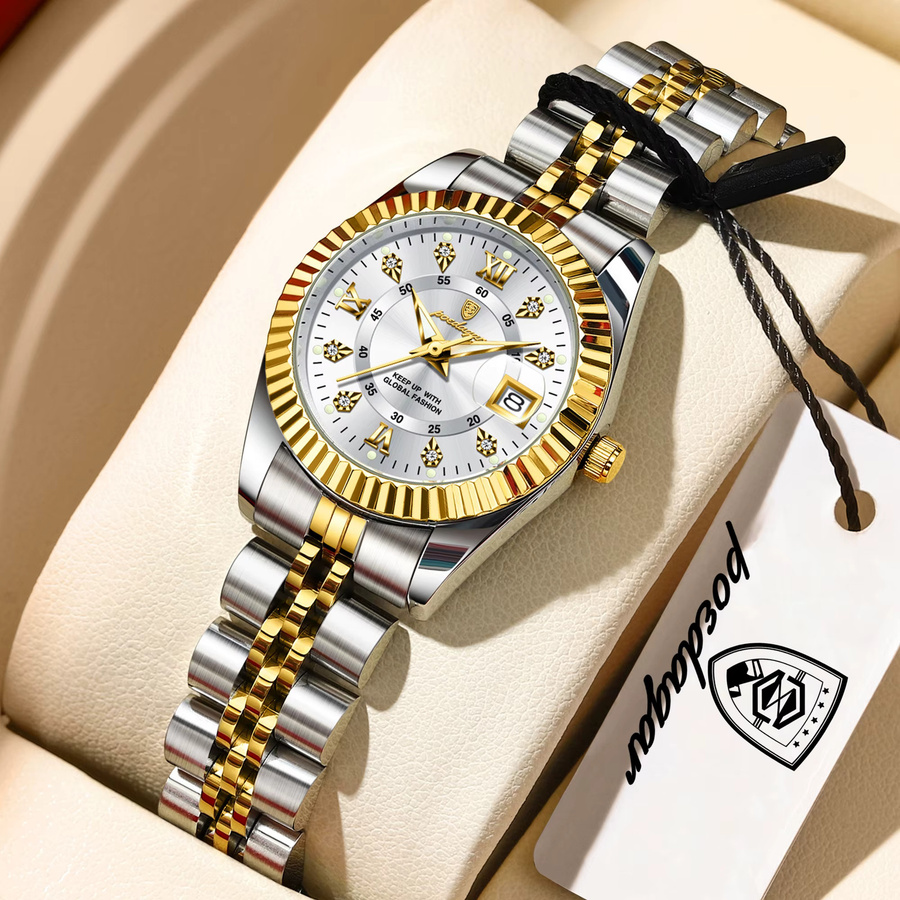 POEDAGAR Armbanduhr Edelstahl, Quarz, Datum, Damen - Bild 2