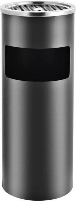 DELUKE Runder Standaschenbecher für draußen, 30 l, Grau, Stahl, B/H: 25 x 61 cm - Bild 1