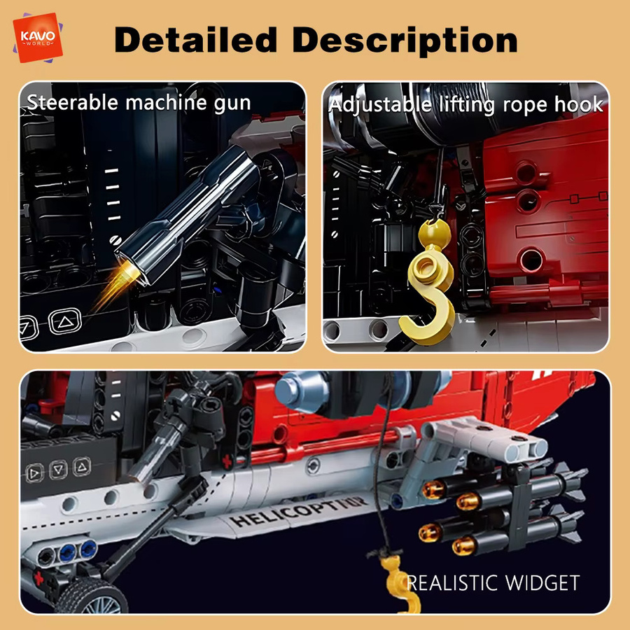 KAVOWORLD Z-20 Roter Cooler Rettungshubschrauber, Lernbaukasten, 1.528 Teile - Bild 5