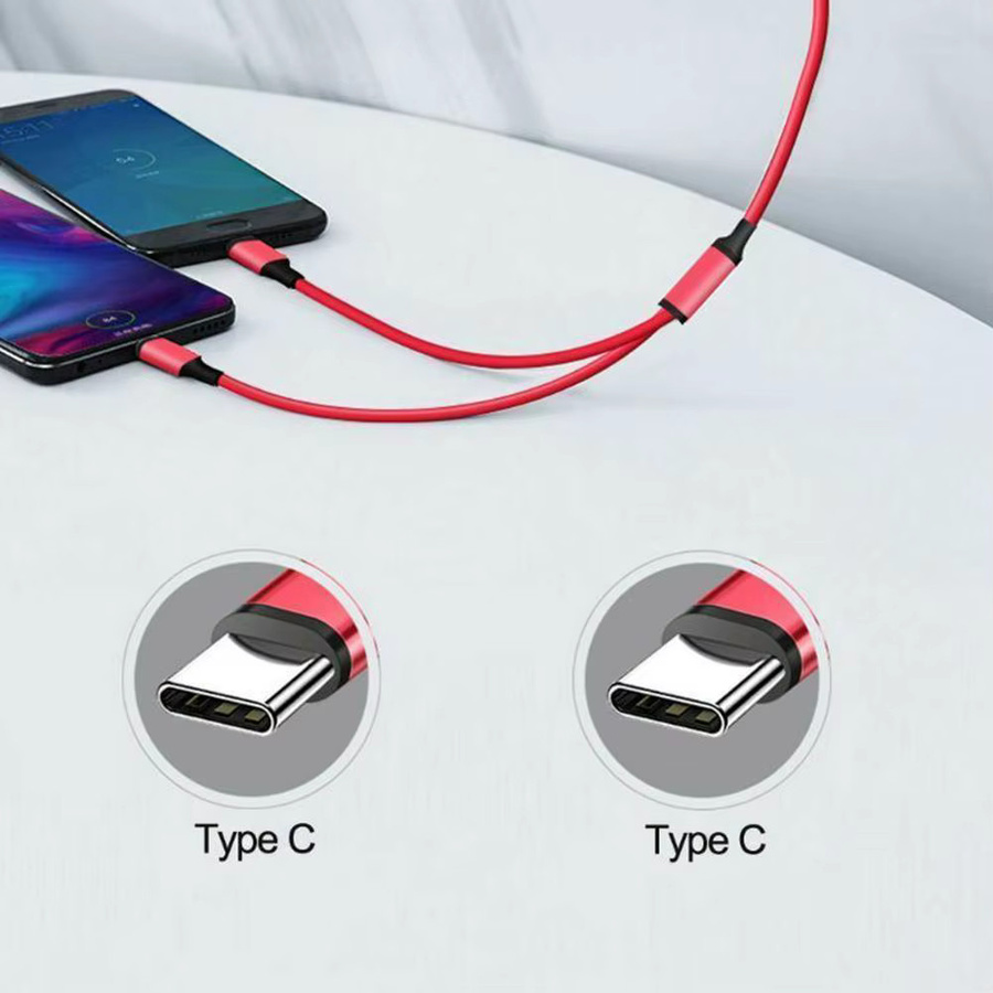 Multifunktionales 2-in-1 USB-C Ladekabel in Rot mit USB-A-Stecker für Typ-C Geräte - Bild 2