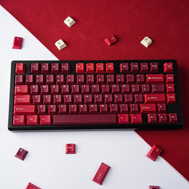 Jaycomia GMK Jamon Tastenkappen Set in Rot mit multilingualen Beschriftungen für mechanische Tastaturen, 143 Tasten, ABTN-2 Layout - Bild 1