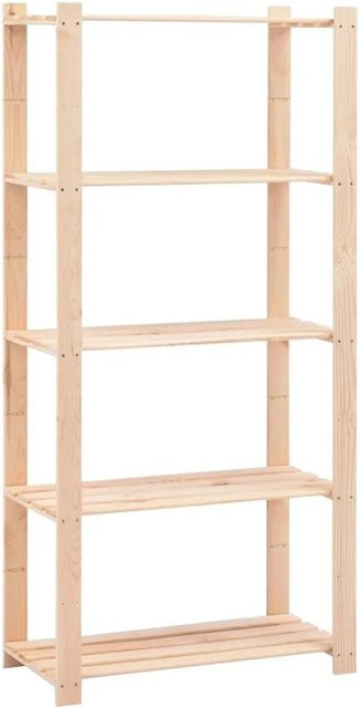 vidaXL Lagerregal aus Kiefer Massivholz mit 5 Böden, Farbe: Braun, B/T/H: 80 x 38 x 170 cm - Bild 1