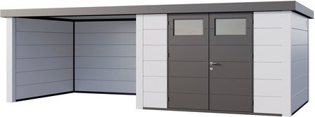 Telluria Gerätehaus Classico 3330 mit Lounge L Links in Weiß, B/H/T: 672 x 298 cm - Bild 1